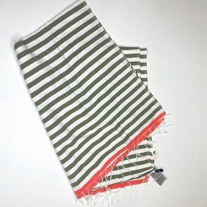 GAP NWT shawl/wrap/scarf in olive ivory and coral stripes, 100% cotton.